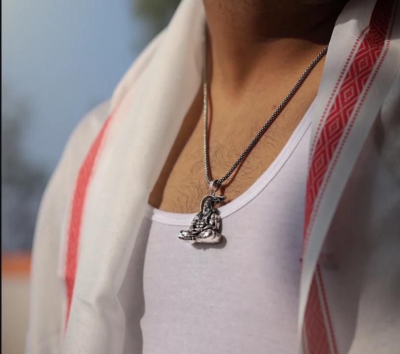 Hanuman Locket With Silver Chain